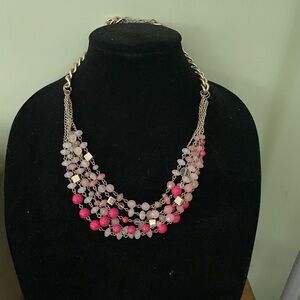 Elegant Pink and Gold Beaded Necklace